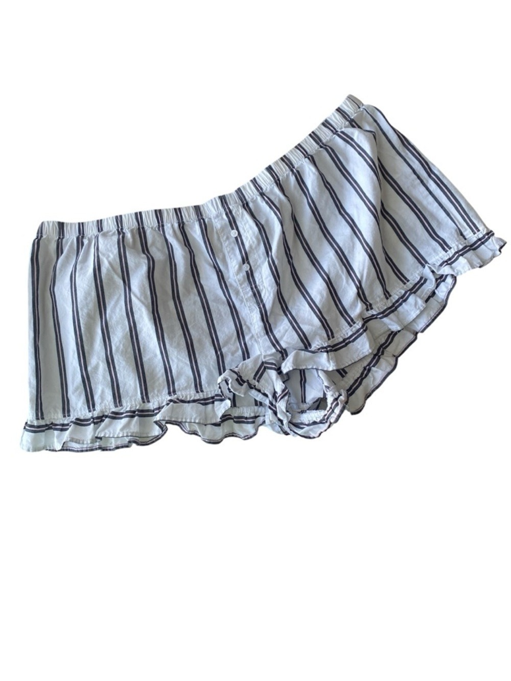 PINK Victoria’s Secret Striped Ruffle sleep shorts- White Navy pink